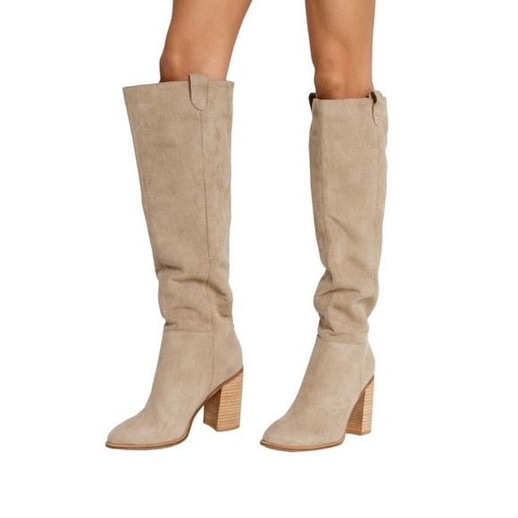 MI.IM Saint Slouch Knee Length Boots Suede Slip On Women’s Sz 9 Taupe - Picture 2 of 10